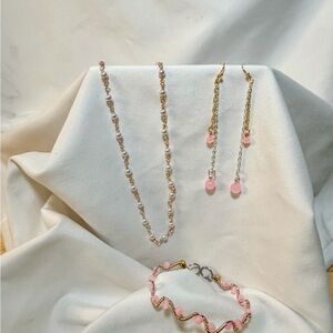 Mixed Metals Chic Pink and Gold & Silver Tones Jewelry Set 3 Pieces